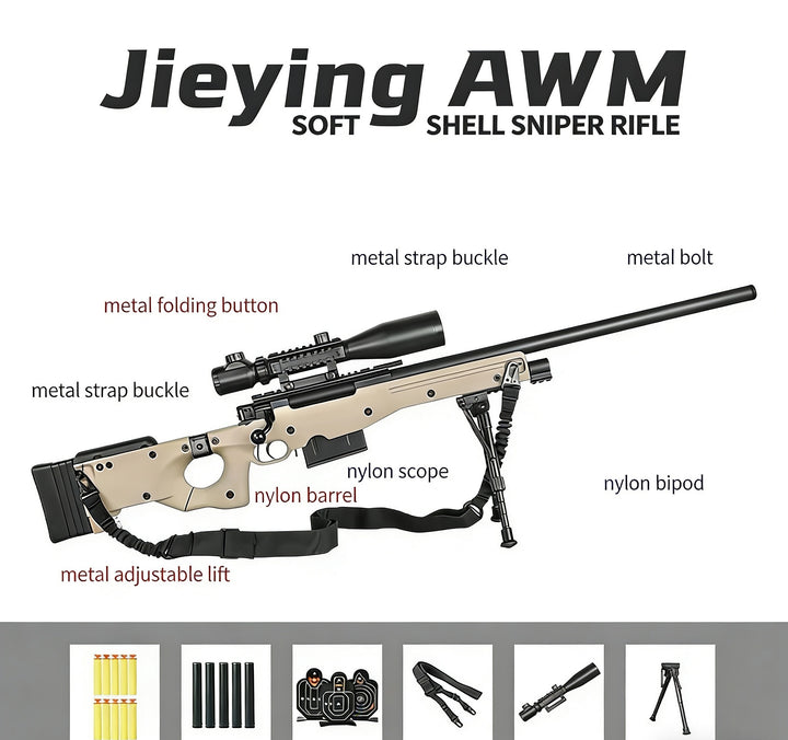 Shell Ejecting Sniper JieYing AWM Shell Ejection Sniper Nerf Gun β bestnerfgun